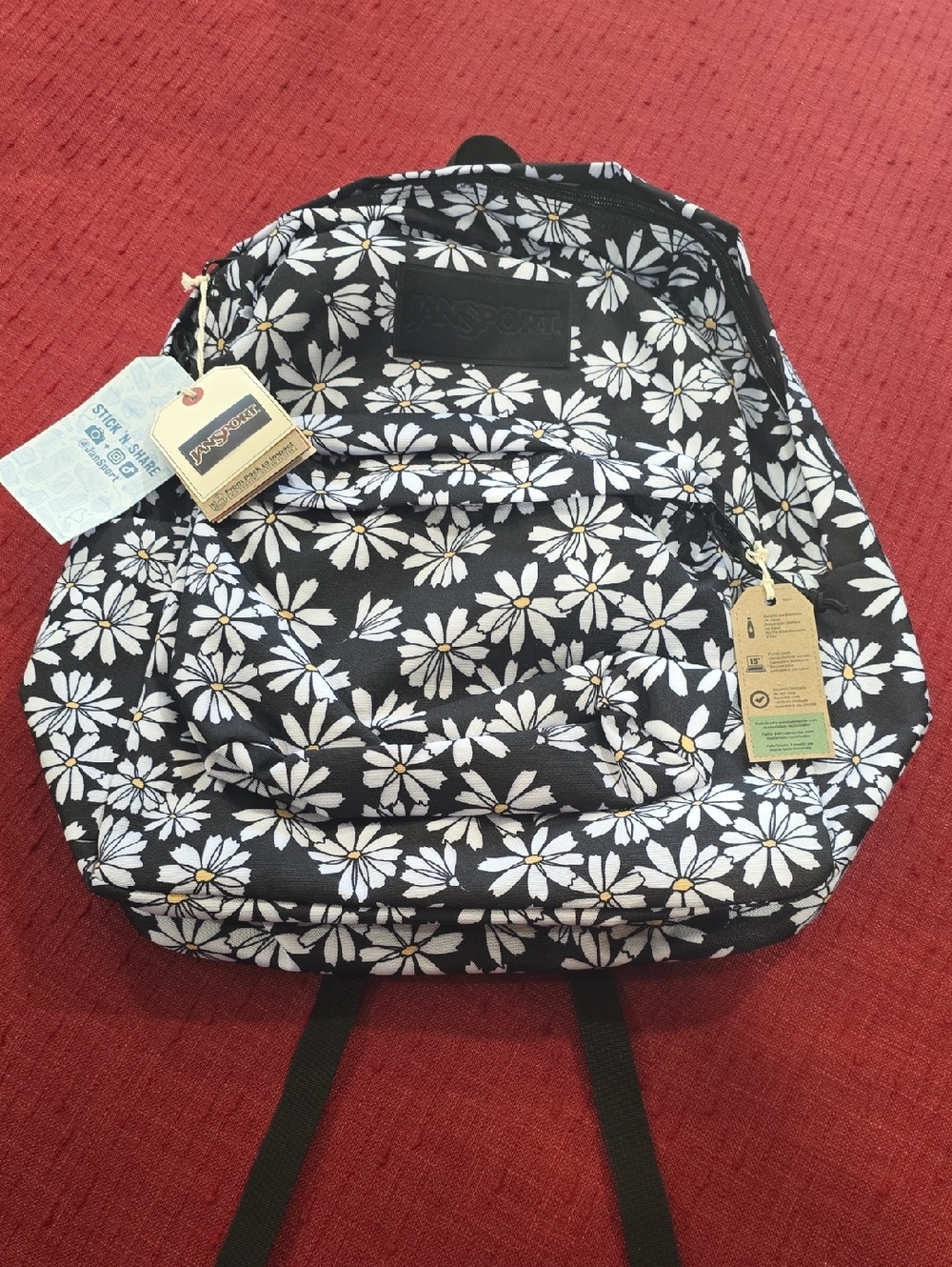 Jansport Black Daisy Print Backpack